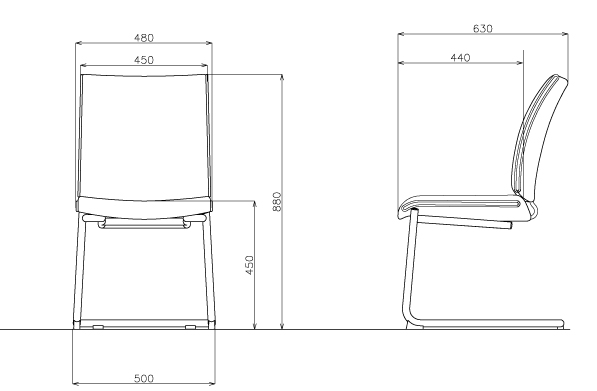 ミーティングチェアFMP-2の図面