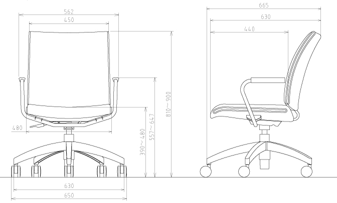 ミーティングチェアFMP-5Aの図面