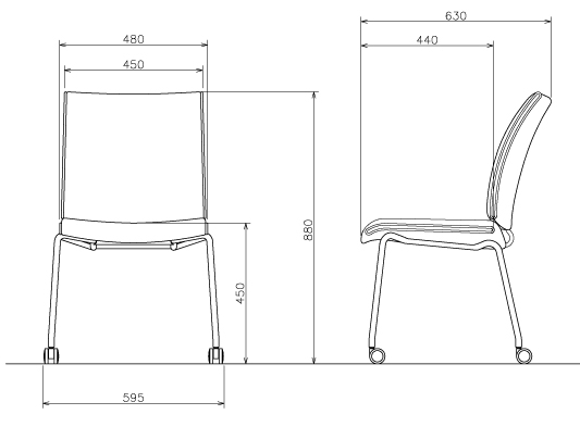 ミーティングチェアFMP-K4の図面