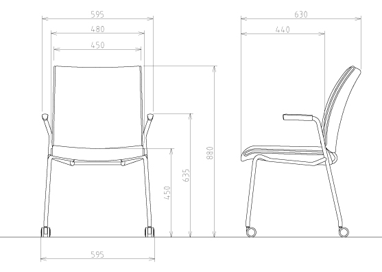 ミーティングチェアFMP-K4Aの図面