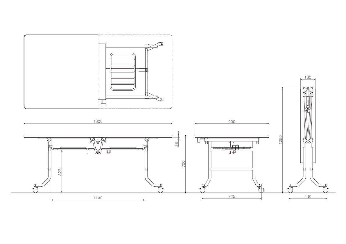 ください TOKIO 折畳み式フライトテ−ブル 1800X600mm ローズ FLTS-1860 R ( FLTS1860R ) 藤沢工業（株